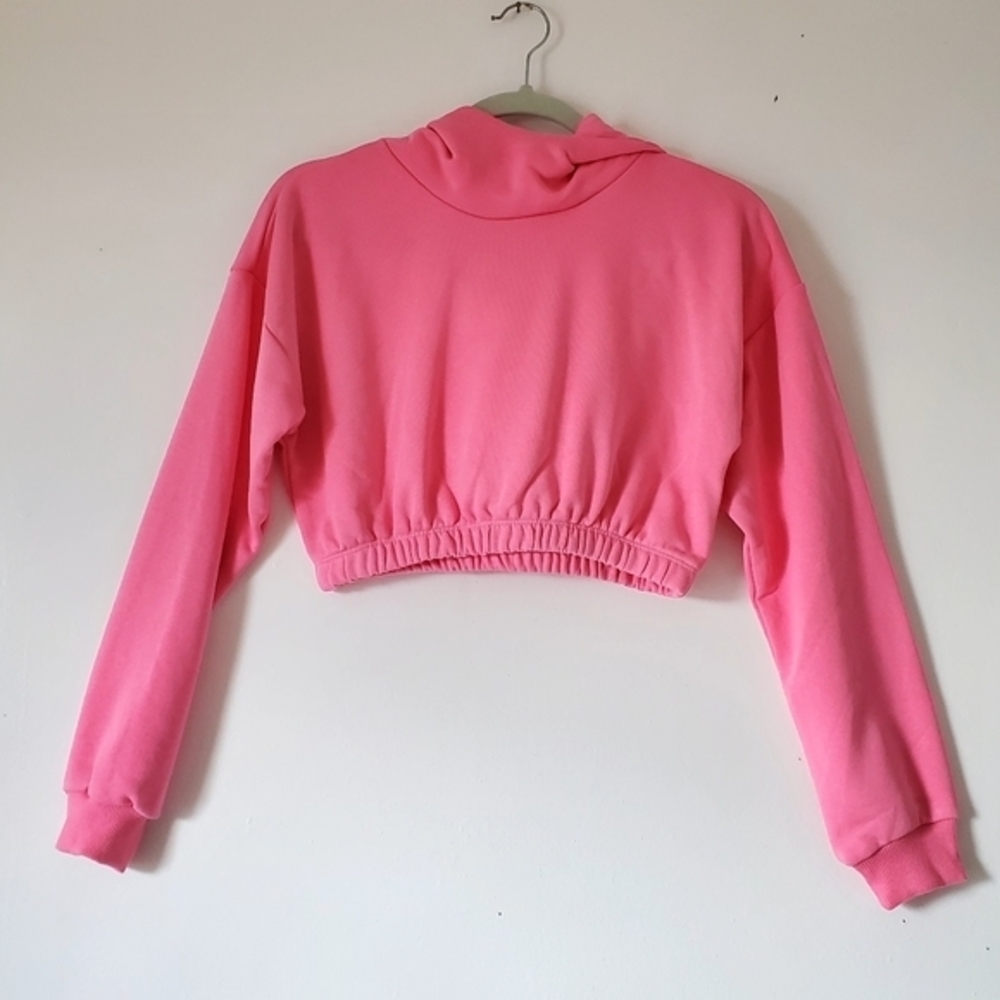 Naked Wardrobe Pink Cropped Hoodie Sweatshirt Size Extra‎ Small XS Women NWOT